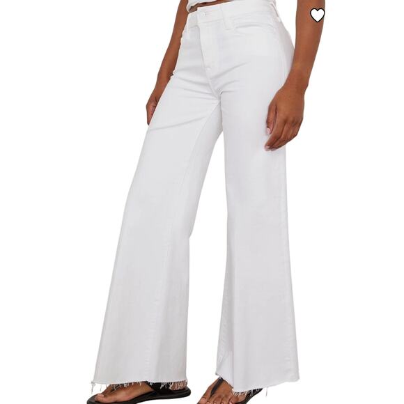 Mother Denim - MOTHER Lil’ Roller Fray Fairest of Them All White Wide Leg Jeans Boho Size 29P